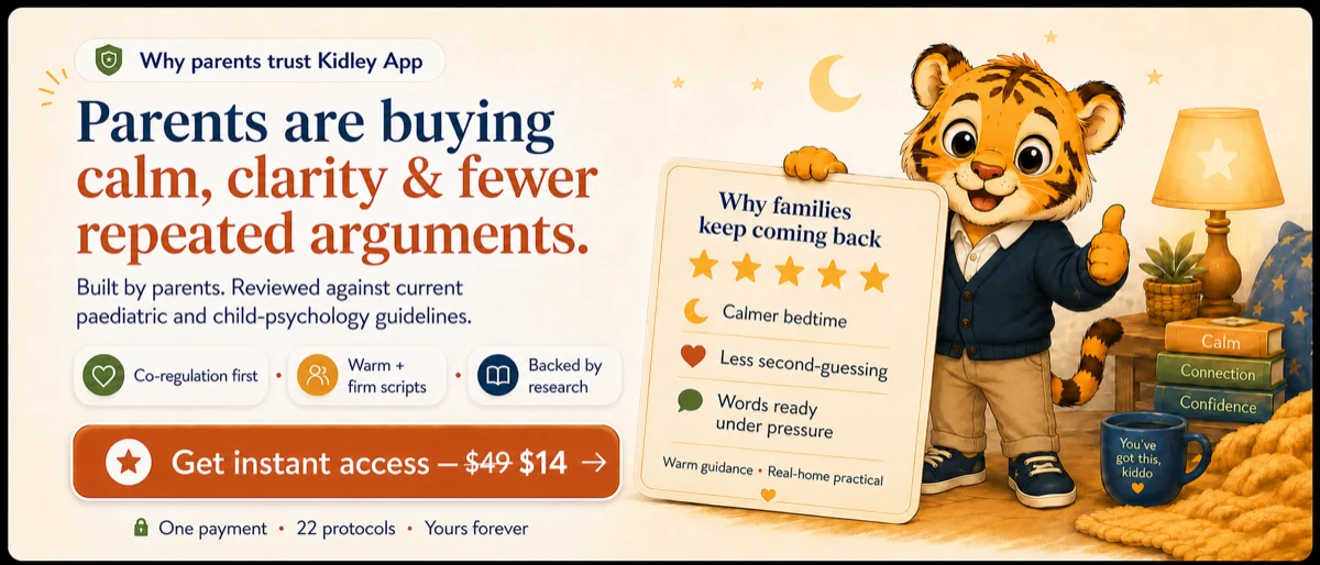 Kidley App trust banner: parents are buying calm, clarity, and fewer repeated arguments.