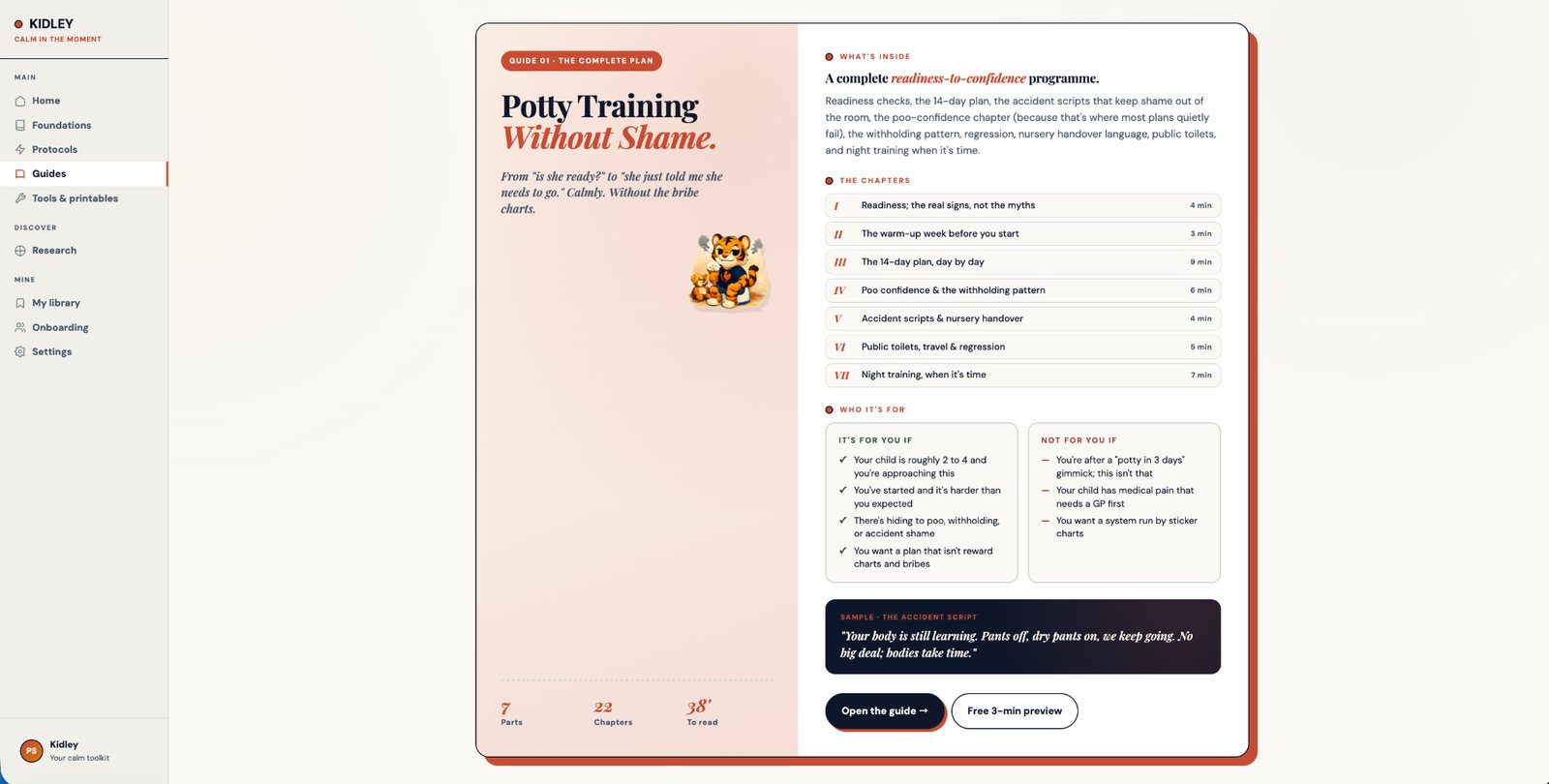Mini preview of a Kidley App long-form parent guide